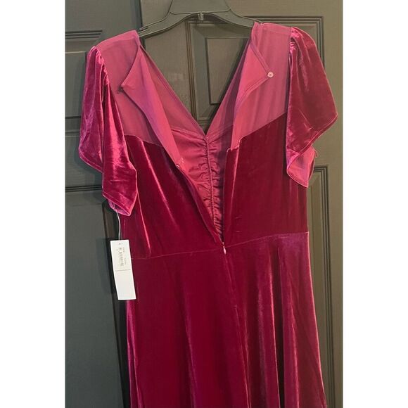 London Times Women's Illusion Flutter SLV Ruched Midi - Picture 6 of 9